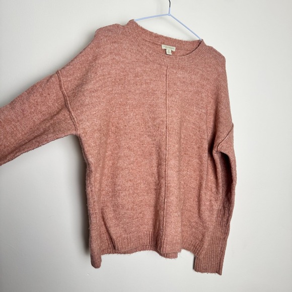 Legendary Outfitters Women Rose Pink Drop Shoulder Exposed Seam Knit Sweater L - Picture 2 of 7